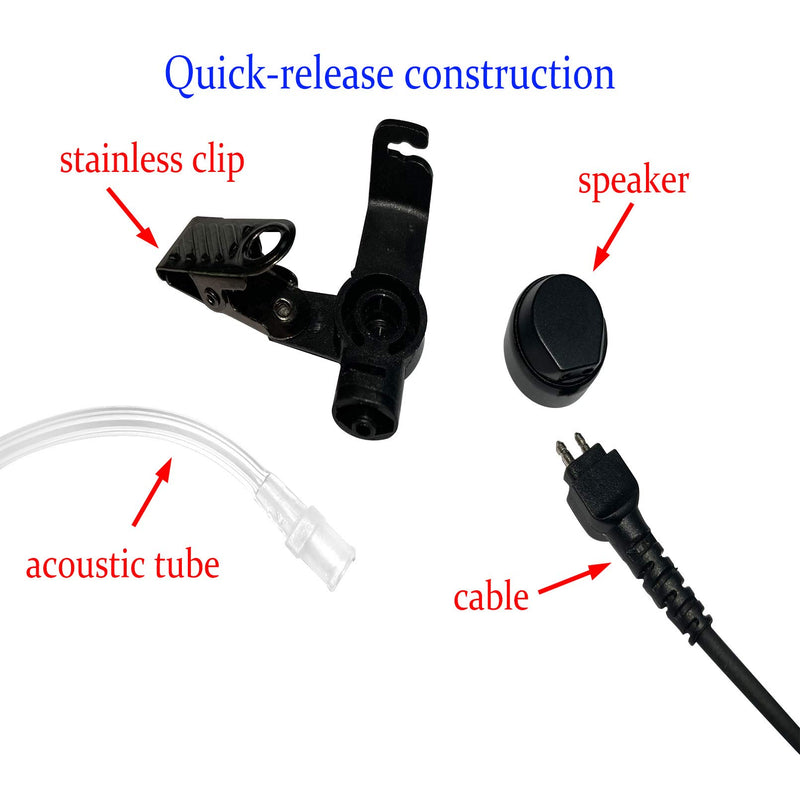 [Australia - AusPower] - Yolipar 2-Pin 2-Wire Earpiece Surveillance Kit Compatible with BTECH, Retevis, Kenwood, Arcshell AR-5 Walkie Talkie Radio with Big PTT Mic Tansparent Acoustic Tube Headset compatible with Baofeng 