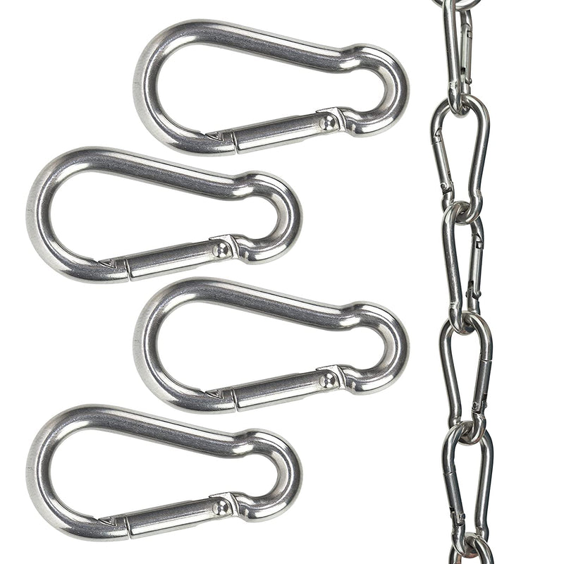 [Australia - AusPower] - 10Pcs Stainless Steel Carabiner Clip Spring- Snap Hooks Heavy Duty- Small Carabiner Clips Rope Connector Snap Clamp Keychain, with Quick Link for Hammock Swing Set- Camping, Fishing, Outdoor Travel 
