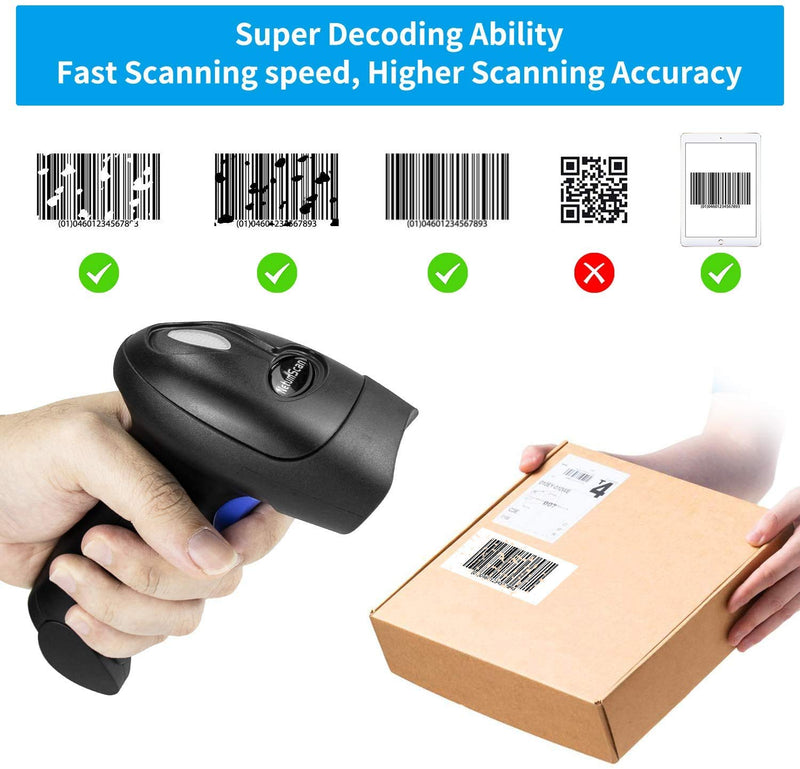 [Australia - AusPower] - NetumScan Wireless Barcode Scanner with Stand, Portable Automatic Barcode Reader 2-in-1 (2.4G Wireless & USB 2.0 Wired QR Code Scanner for Warehouse POS and Computer (1D) 1D 