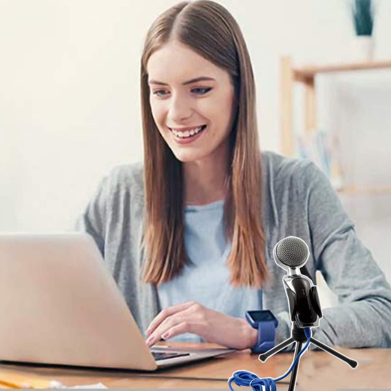 [Australia - AusPower] - USB Microphone Mini Desktop Microphone Condenser Mic Plug and Play Audio Studio Sound Recording with Tripod Stand for PC Computer Laptop Skype Chatting Podcasting Gaming Home School 