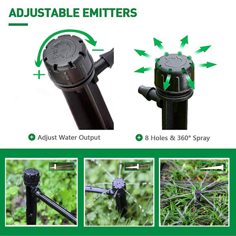 [Australia - AusPower] - MIXC 50PCS Drip Emitters Sprayer with Stake Water Flow Adjustable for 1/4 inch Irrigation Tube Hose, 360 Degree Dripper Perfect for Irrigation System Watering Kits for Garden Patio Lawn Flower Bed Pack of 50 