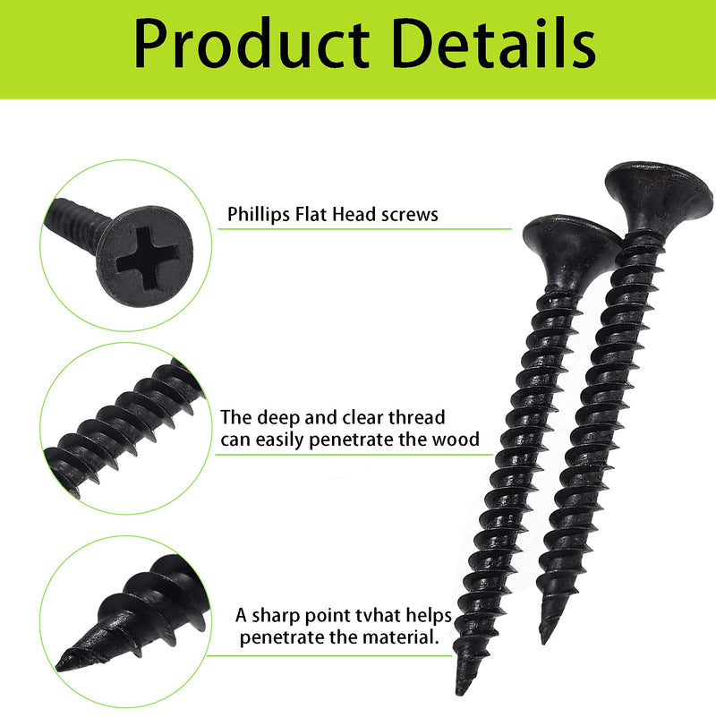 [Australia - AusPower] - M3 Flat Head Wood Screws Assortment Fasteners Kit 420pcs,Phillips Drive Countersunk Head Self-Tapping Screws,Carbon Steel,Contains 20pcs M6 Screw Anchors Black 