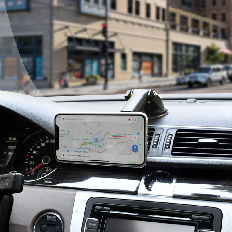 [Australia - AusPower] - Magnetic Phone Car Mount with Quick Extension Telescopic Arm, 1Zero Hands-Free Windshield Dashboard Cell Phone Holder for Car Compatible with iPhone Smartphone, Sticky Suction Cup, 6 Strong Magnets 