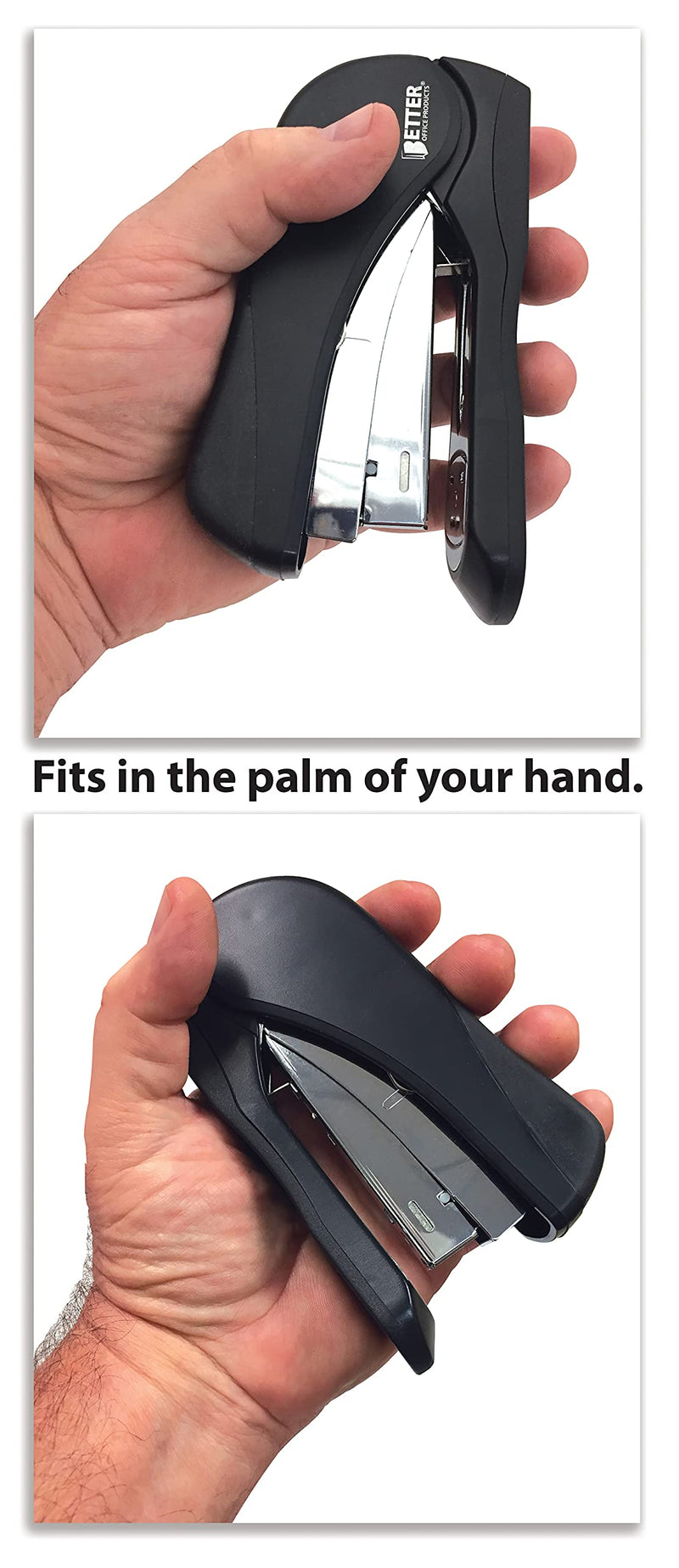 [Australia - AusPower] - Heavy Duty Easy Grip Stapler, Effortless, with 1,000 Regular 1/4" Staples, High Capacity Compact Palm of Your Hand Size, Ergonomic Soft Grip, Better Office Products 