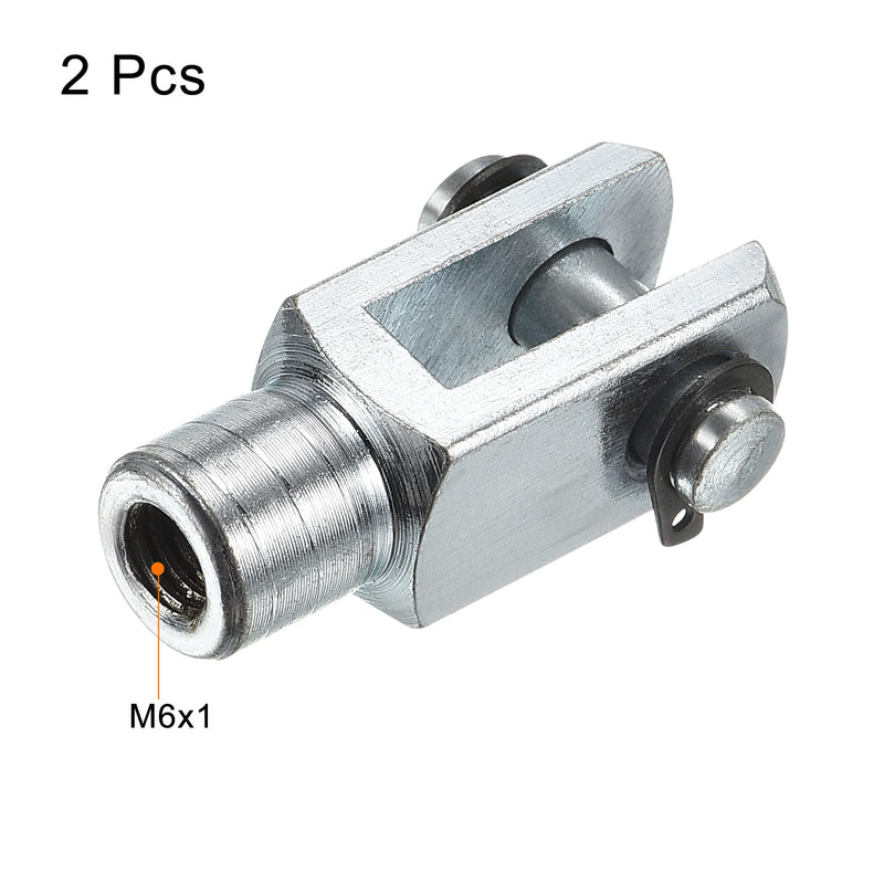 [Australia - AusPower] - PATIKIL M6x1 Air Cylinder Rod Clevis End, 2 Pack Female Thread Y Connector 33mm Length for Air Cylinder Foot Mounting Work, Silver 