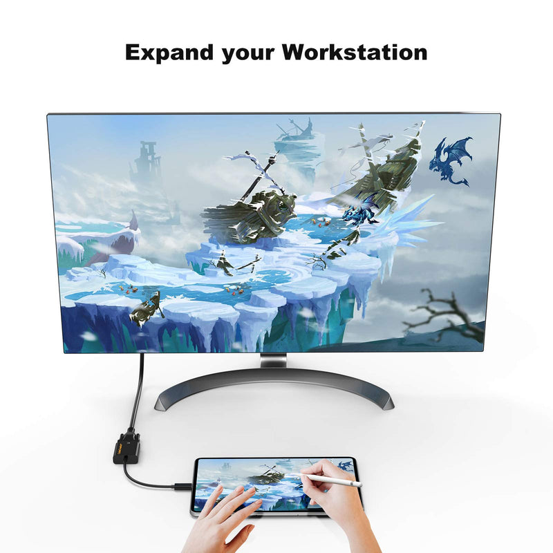 [Australia - AusPower] - USB C to VGA Adapter, CableCreation USB Type C to VGA Converter, Compatible with MacBook Pro 2020, Mac Mini, iPad Pro 2021/2020, Surface Pro 7, Chromebook Pixel, XPS 13, Galaxy S22/S20, Black Black+ABS Shell 