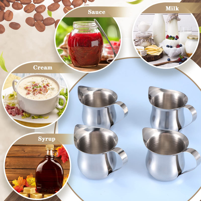 [Australia - AusPower] - 4 Pieces Creamer Pitcher Bell Shaped Creamer 3 Ounce Espresso Pouring Cup Stainless Steel Creamer Pitcher Mirror Finish Mini Stainless Steel Pitcher for Coffee Shop Restaurant Bakery Kitchen 