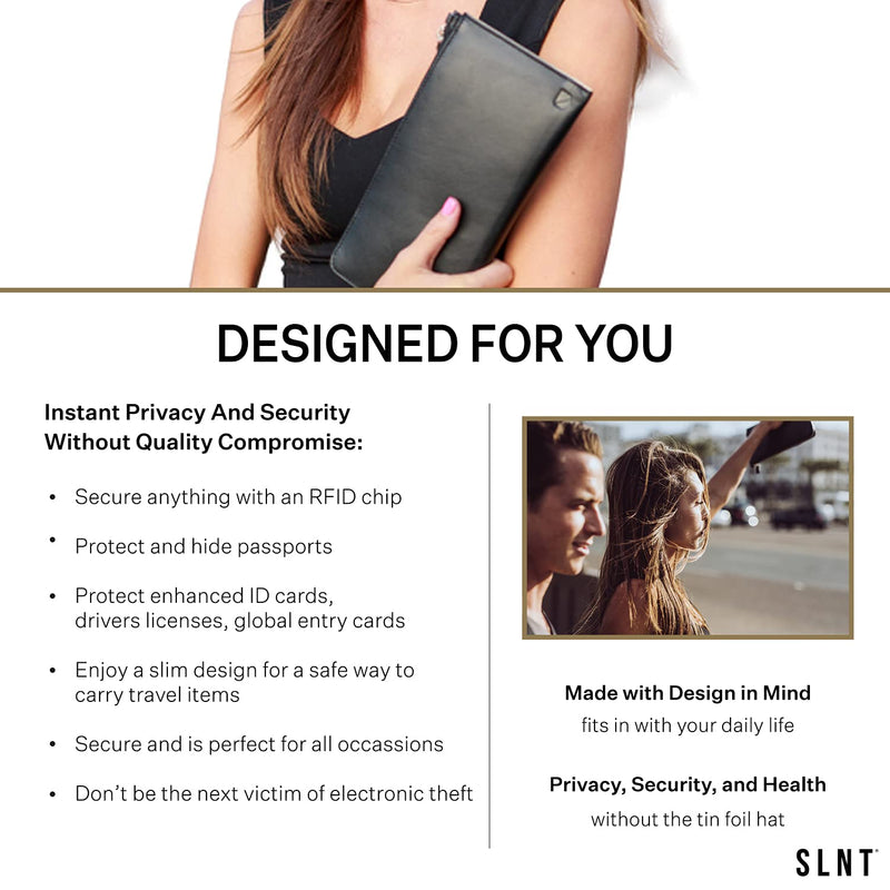 [Australia - AusPower] - Silent Pocket RFID Blocking Leather Clutch Handbag Perfect For Protecting Credit Card Data And Preventing Identity Theft 