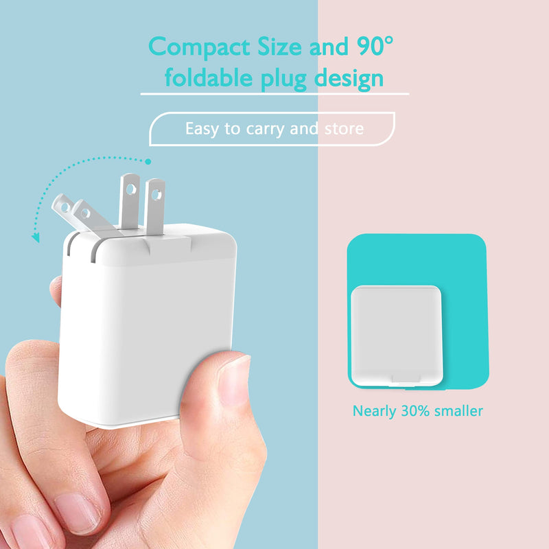 [Australia - AusPower] - 30W USB C Fast-Charger Fit for Google-Pixel-6-6-Pro Dual-Port Phone Watt PD Wall Type C Charging Power Supply Adapter Cord(Cable Not Included) 