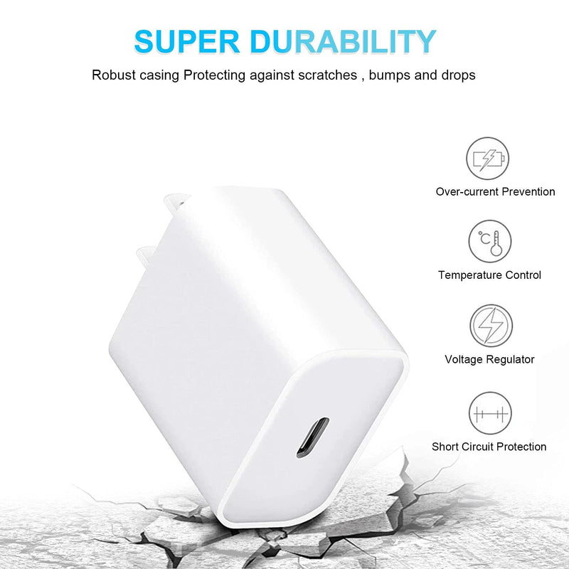 [Australia - AusPower] - 20W USB-C Wall Charger PD 3.0 Type C Power Adapter for iPhone 13 Pro /12 Mini /12 Pro Max 11 Series, for Samsung Galaxy S21/S21+/S21 Ultra S20 Note 10 Pixel 5 Lightning Quick Charger 