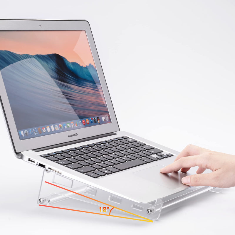 [Australia - AusPower] - QUPIVA Acrylic Laptop Stand for Desk, Clear Ventilated Computer Stand Holder for Desk, Ergonomic Acrylic Sturdy Laptop Riser Compatible with MacBook Air Pro Dell XPS HP Lenovo Thinkpad ASUS 9-16 Inch 