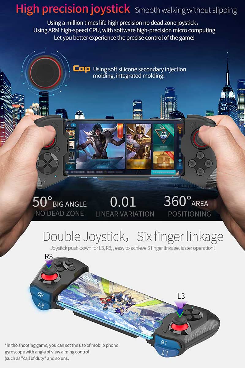 [Australia - AusPower] - Gamepad Controller for iOS, Megadream Wireless MFi Gaming Gamepad Joystick for iPhone 13/12/Pro/Mini, iPhone 11/11 Pro/Max, iPhone Xs, XR X, 8 Plus, 8, iPad, MacBook, iOS 13.4+ - Direct Play Red+Blue 
