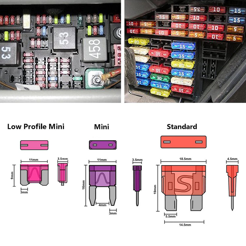 [Australia - AusPower] - 282 Pieces Car Fuses Assortment Kit - Blade Fuses Automotive - Standard & Mini & Low Profile Mini Size (2A/5A/7.5A/10A/15A/ 20A/30A/40AMP/ATC/ATO) Replacement Fuses for Marine, Auto, RV, Boat, Truck 