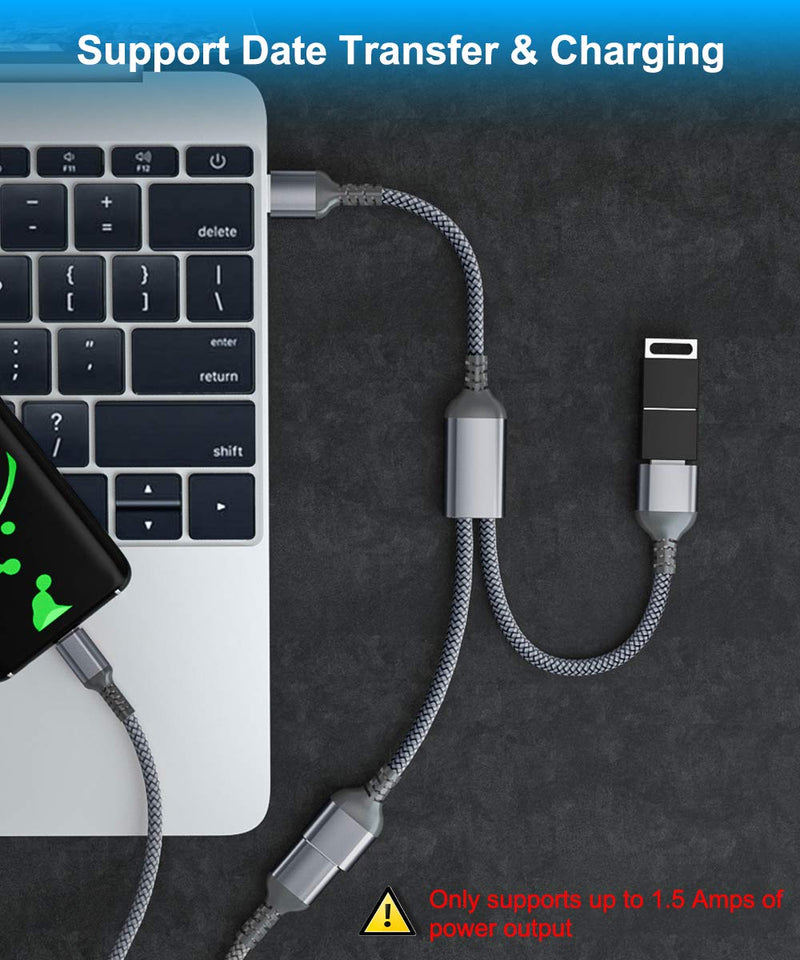 [Australia - AusPower] - USB Splitter Y Cable 1FT (2-Pack),USB A 1 Male to 2 Female Extension Cord Converter,Dual Double USB Port Extender Hub Data Charger Power Split Adapter for Mac,Car,Xbox One Series X/S,PS4,PS5,Laptop Gray 