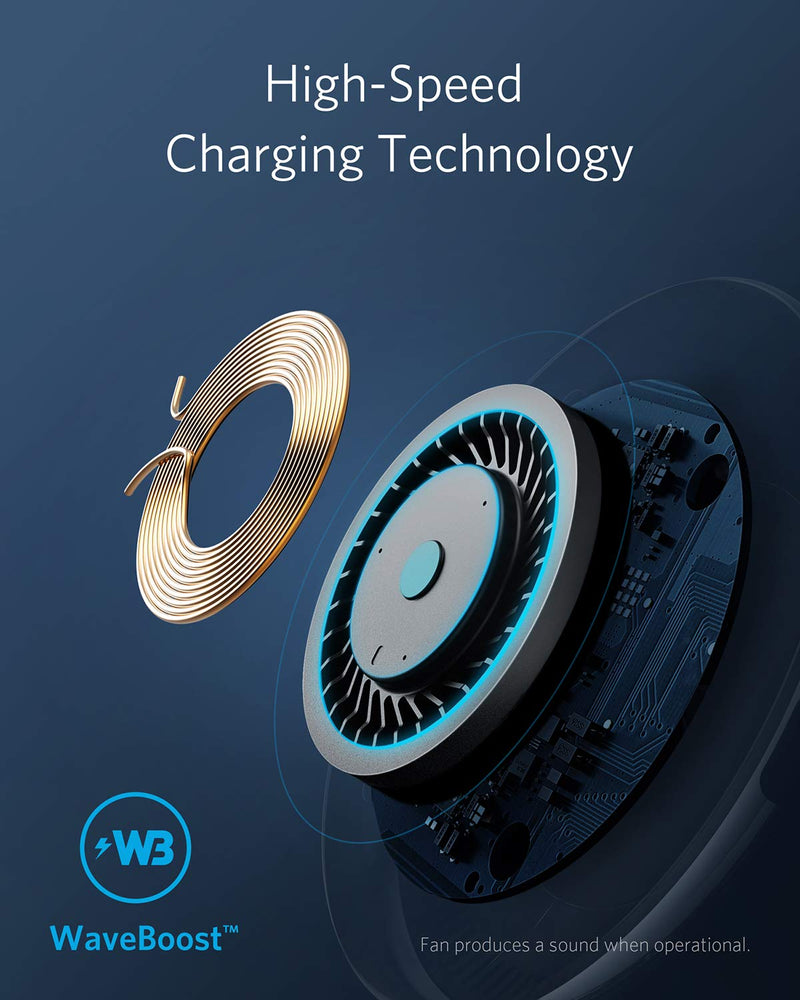 [Australia - AusPower] - Anker Wireless Charger, PowerWave 7.5 Pad with Internal Cooling Fan, 7.5W for iPhone 11, 11 Pro, 11 Pro Max, XS Max, XR, XS, X, 8, 8 Plus, 10W for Galaxy S10 S9 S8, Note 10 (with Quick Charge Adapter) 