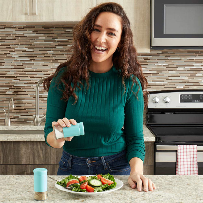 [Australia - AusPower] - Home Basics Essence Collection Salt and Pepper Shaker Set, Turquoise Blue 