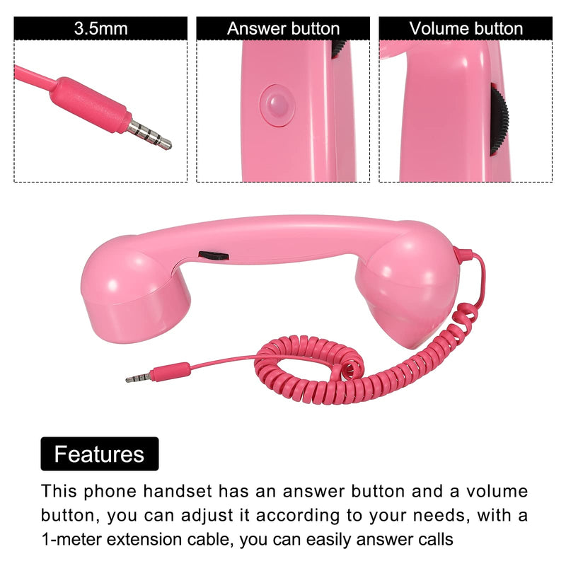 [Australia - AusPower] - MECCANIXITY 3.5mm Retro Telephone Handset Phone Telephone Receiver for Microphone Speaker Pink 