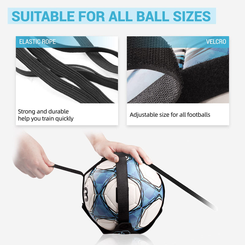 [Australia - AusPower] - Sportout Hands Free Solo Soccer Trainer, Kick Trainer, Soccer Training Aid Widened Side Waist Protection, Two-Way Adjustment of Belt Length, Fit for Balls Size 3 4 5, Kids and Adults 