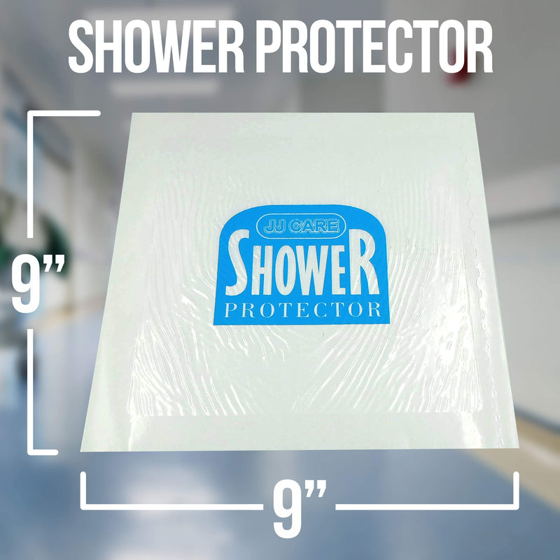 [Australia - AusPower] - JJ CARE Shower Protector [Pack of 14], 9x9 Dialysis Catheter Shower Cover, PICC Line Water Barrier, Colostomy Shower Patch, Waterproof Bandage Protector, 2 Weeks Supply 