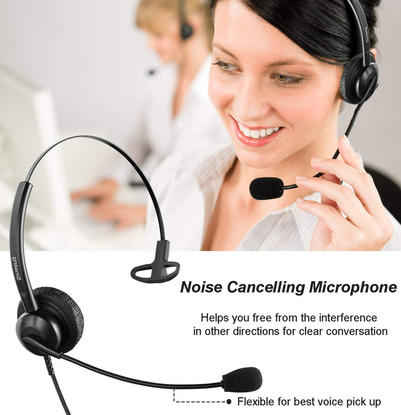 [Australia - AusPower] - Phone Headset 2.5mm with Microphone Noise Canceling & Volume Controls, Mono Call Center Telephone Headphone for Panasonic Dect 6.0 Phones, Office Telephone Headset for AT&T Vtech Cordless Phone SS308QD014 Monaural 