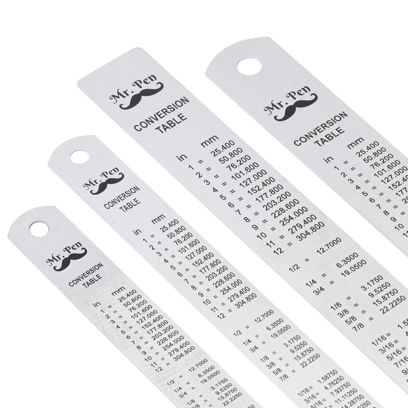 [Australia - AusPower] - Mr. Pen Steel Rulers, 6, 8, 12, 14 inch Metal Rulers, Pack of 4 Original version 