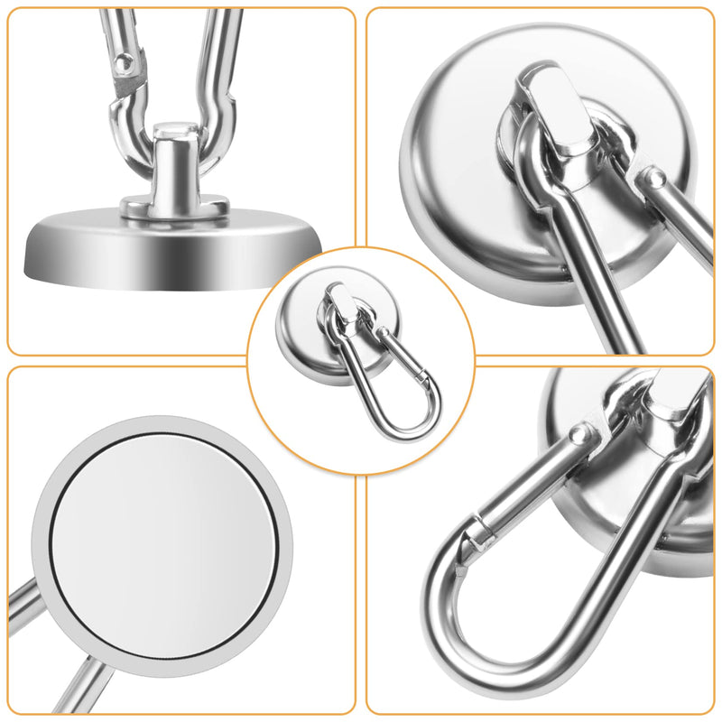 [Australia - AusPower] - FINDMAG 100LBS Strong Magnetic Hooks with Swivel Carabiner, Neodymium Magnet Hooks for Hanging, Heavy Duty Magnetic Hooks Magnet with Hook for Kitchen, Office, Home, School - 4 Pack Pack of 4 