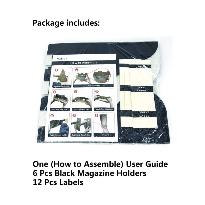 [Australia - AusPower] - HUAPRINT Black Magazine Holder(6 Pack) Cardboard Magazine File Holder-Folder Holder,Magazine Organizer,Document Organizer,Magazine Storage Box,With Labels 