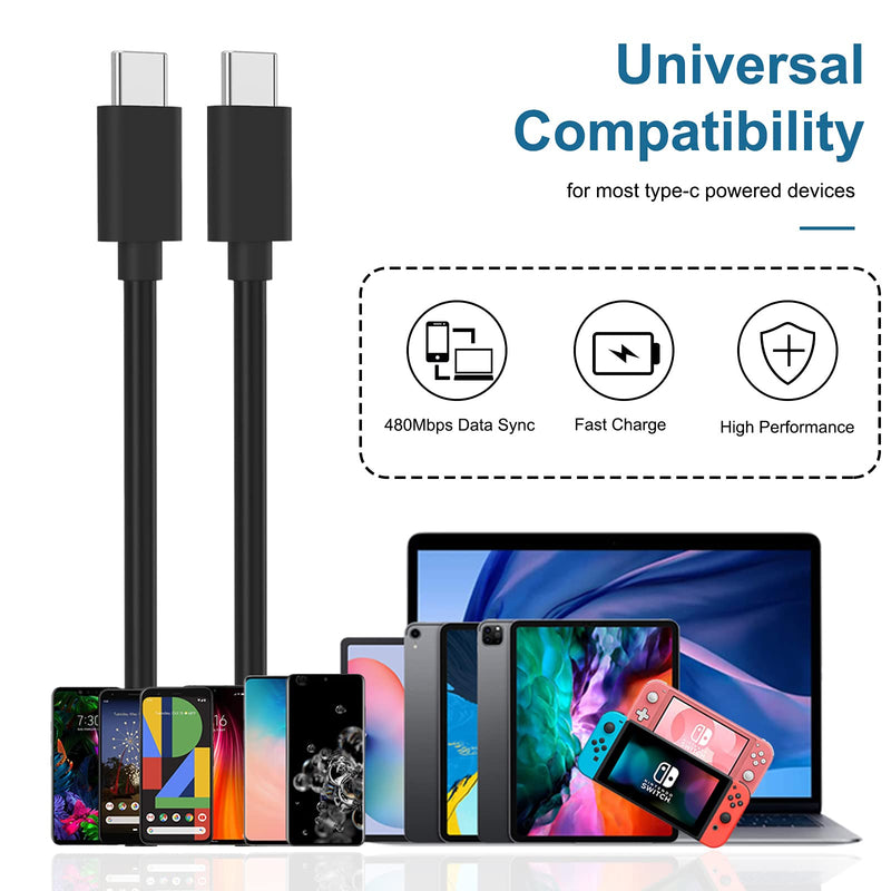 [Australia - AusPower] - Type C to Type C Cable[3Pack 6.6ft], 60W 3A Fast Charging USB C Cable for Samsung Galaxy S22 Ultra/S22+/S22/S21 Ultra/S21+/S21/S20/S10, Note 20 Ultra/20/10/10+, Pixel 6/5/4/4a/3a/3, iPad Pro/Air 6.6 Feet 