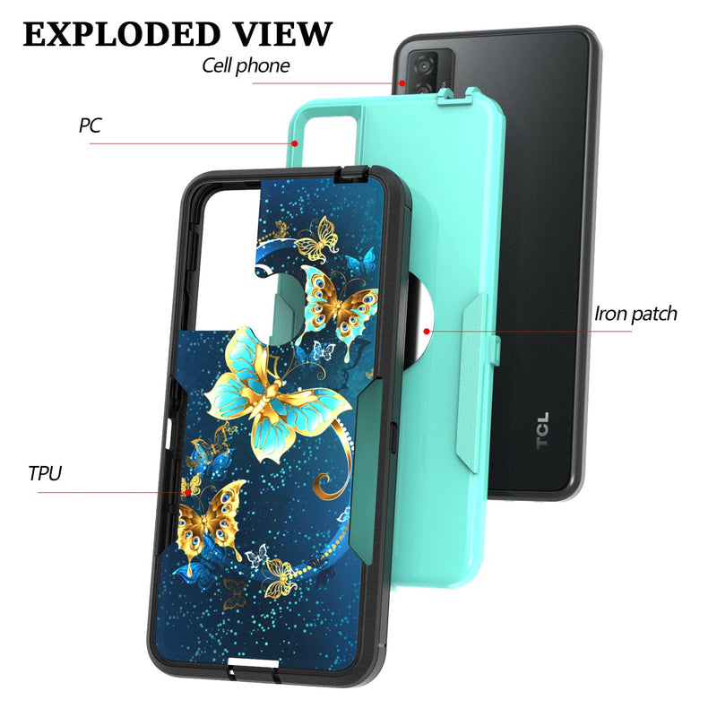 [Australia - AusPower] - Shinewish for TCL 20 XE Case, Heavy Duty Shockproof Hybrid Bumper Cell Phone Case Support Car Mount Holder, Butterfly 