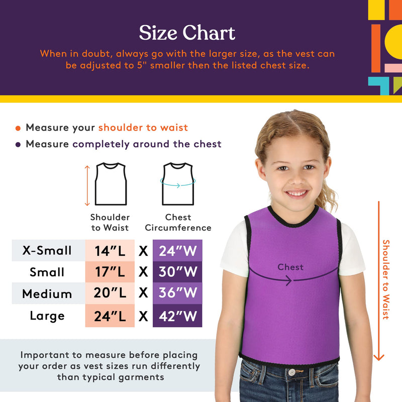 [Australia - AusPower] - Special Supplies Sensory Compression Vest Deep Pressure Comfort for Autism, Hyperactivity, Mood Processing Disorders, Breathable, Form-Fitting, Kids and Adults (Purple, X-Small 14x24 inches) Purple X-Small (Pack of 1) 