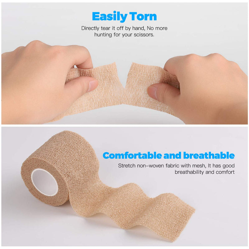 [Australia - AusPower] - Bandage Wrap 16 Pack 2”x 5 Yards Self Adherent Wrap Breathable Self Adhesive Bandage Wrap Rolls Cohesive Bandage Athletic Elastic First Aid Tape for Stretch Athletic, Ankle Sprains, Swelling, Sports Beige 2 Inch (Pack of 16) 