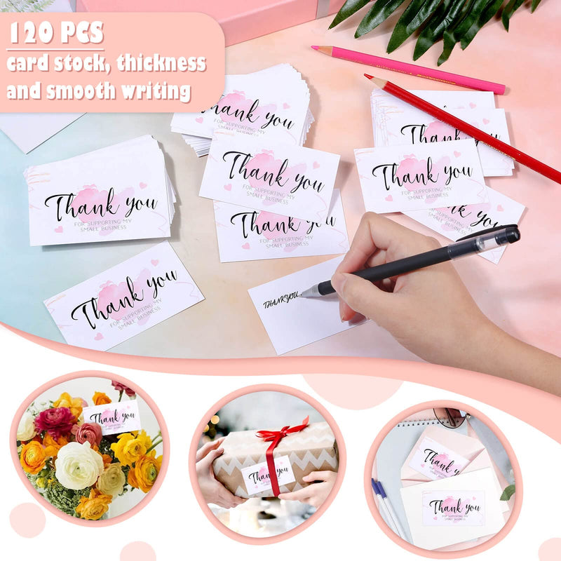 [Australia - AusPower] - 650PCS Thank You Cards and Stickers Set, Caffox Thank You for Supporting My Small Business Card Set with 1 Inch Thank You Label Stickers, 120 Pcs Grateful Greeting Business Cards and Resealable Bag for Boutiques Online Retail Store 