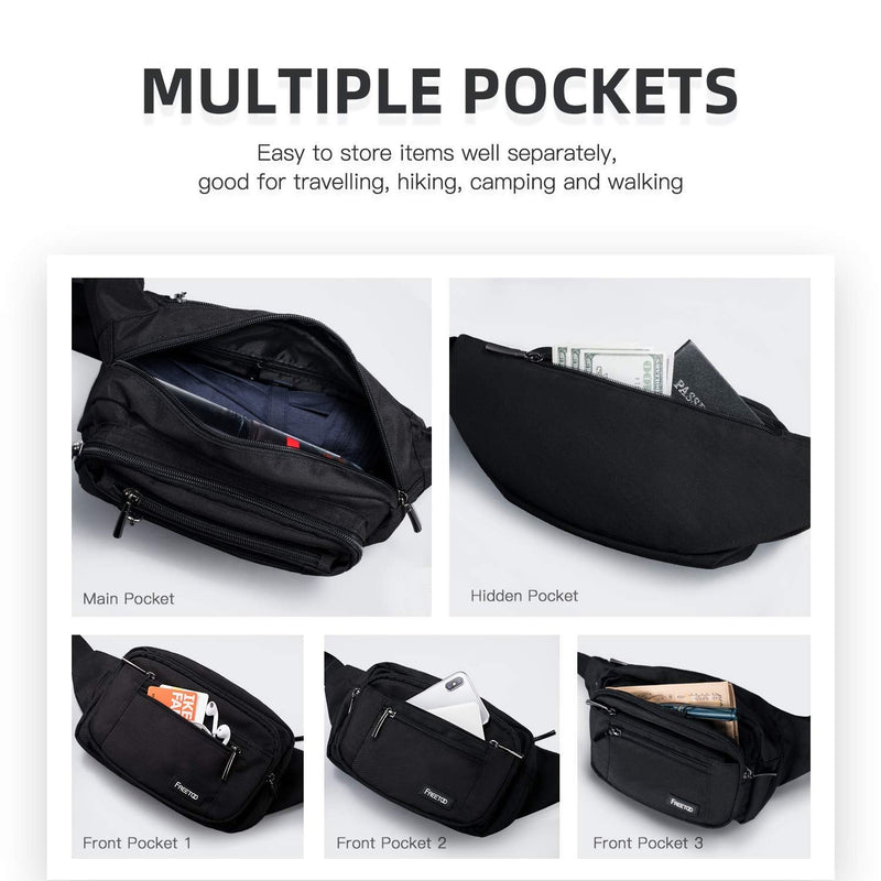 [Australia - AusPower] - FREETOO Waist Pack Bag Fanny Pack for Men&Women Hip Bum Bag with Adjustable Strap for Outdoors Workout Traveling Casual Running Hiking Cycling 
