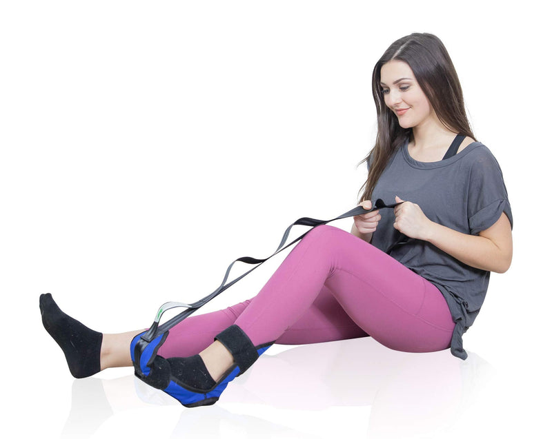 [Australia - AusPower] - Lumia Wellness Foot and Leg Stretcher with Carry Bag and Massage Ball - for Plantar Fasciitis, Achilles Tendinitis, Yoga Foot Leg Ankle Stretch Strap, Multi-Loop Stretching Blue 