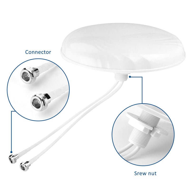 [Australia - AusPower] - Cross Polarized MIMO Dome Ceiling Antenna Indoor 2-5dBi 3G/4G/LTE/5G with Dual N Female Connector for Verizon AT&T T-Mobile Sprint Cell Phone Signal Booster Repeater Cellular Amplifier（698-4000MHz） 