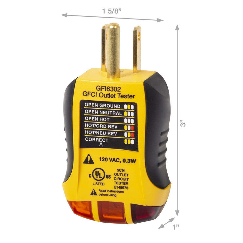 [Australia - AusPower] - Sperry Instruments STK001 Non-Contact Voltage Tester (VD6504) & GFCI Outlet / Receptacle Tester (GFI6302) Kit, Electrical AC Voltage Detector, Yellow & Black 