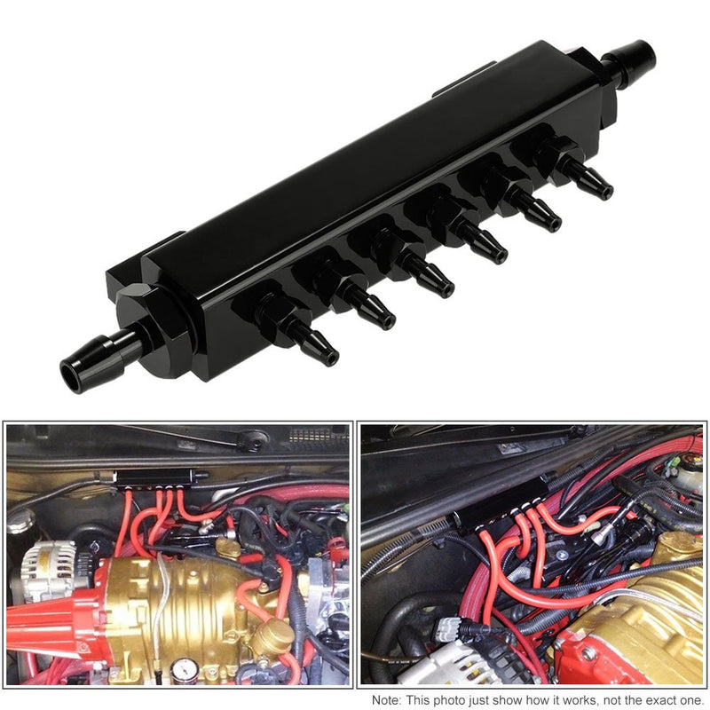 [Australia - AusPower] - Shkalacar Aluminum Alloy Vacuum Manifold Kits, 6 Port 1/8 NPT Turbo Wastegate Boost Block Intake Manifold Universal Modification Accessory Black 