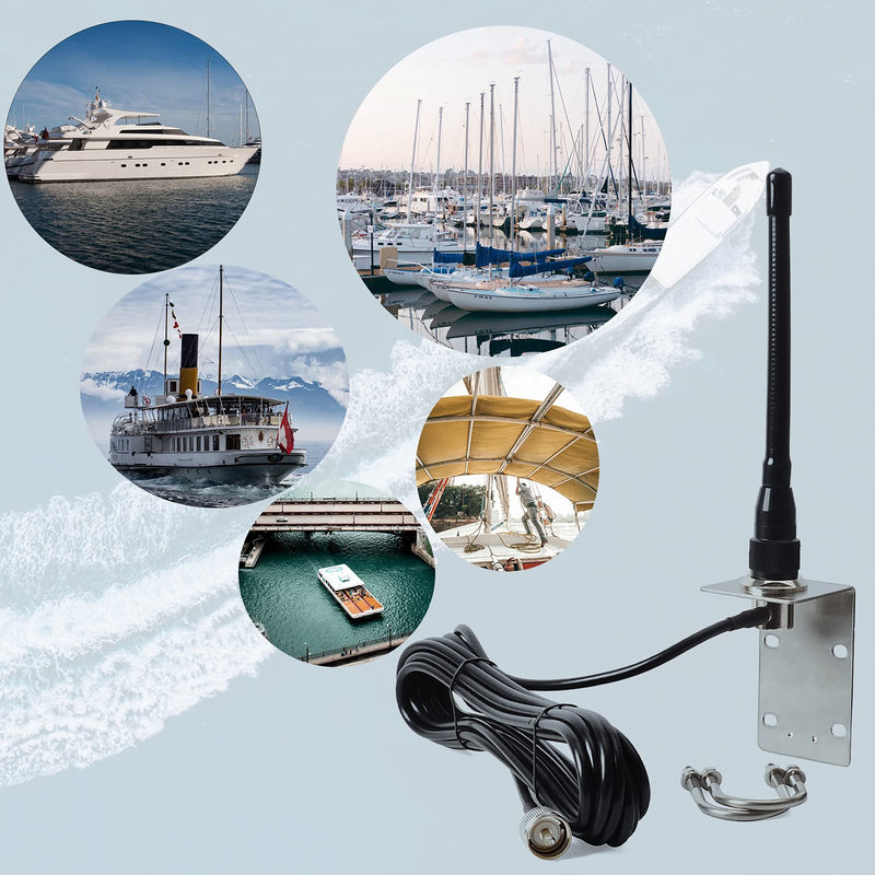 [Australia - AusPower] - HYS VHF Marine Antenna Low-Profile 156-163Mhz Antennas W/16.4ft(5m) RG58 Low Loss Premium Coaxial Cable with PL259 