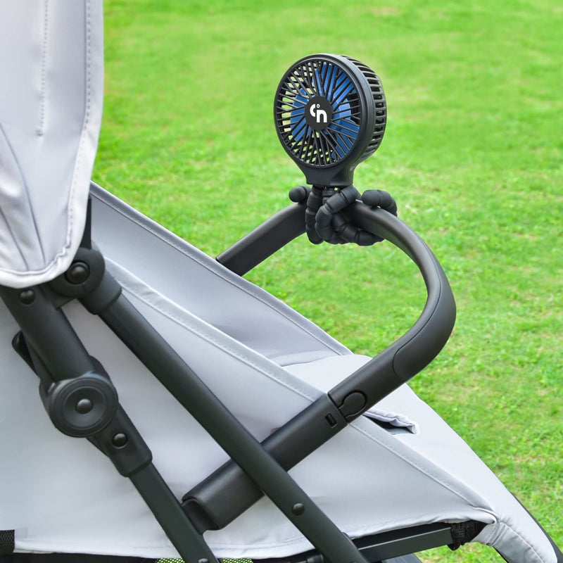 [Australia - AusPower] - WiHoo Mini Handheld Stroller Fan,Personal Portable Fan Car Seat Baby Fan with Flexible Tripod Fix on Stroller,USB or Battery Operated Desk Fan Adjustable 3 Speeds for Camping Black 