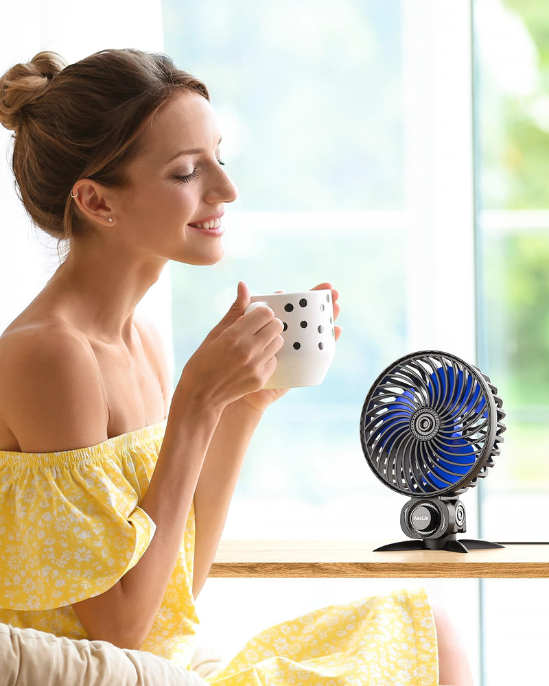 [Australia - AusPower] - AaoLin USB Small Fan, Desk Fans with CVT Variable Speeds, Strong Cooling Airflow, Quiet Portable, Desktop Mini Personal Fan for Room, Home,Office, Bedroom-USB Powered Black 