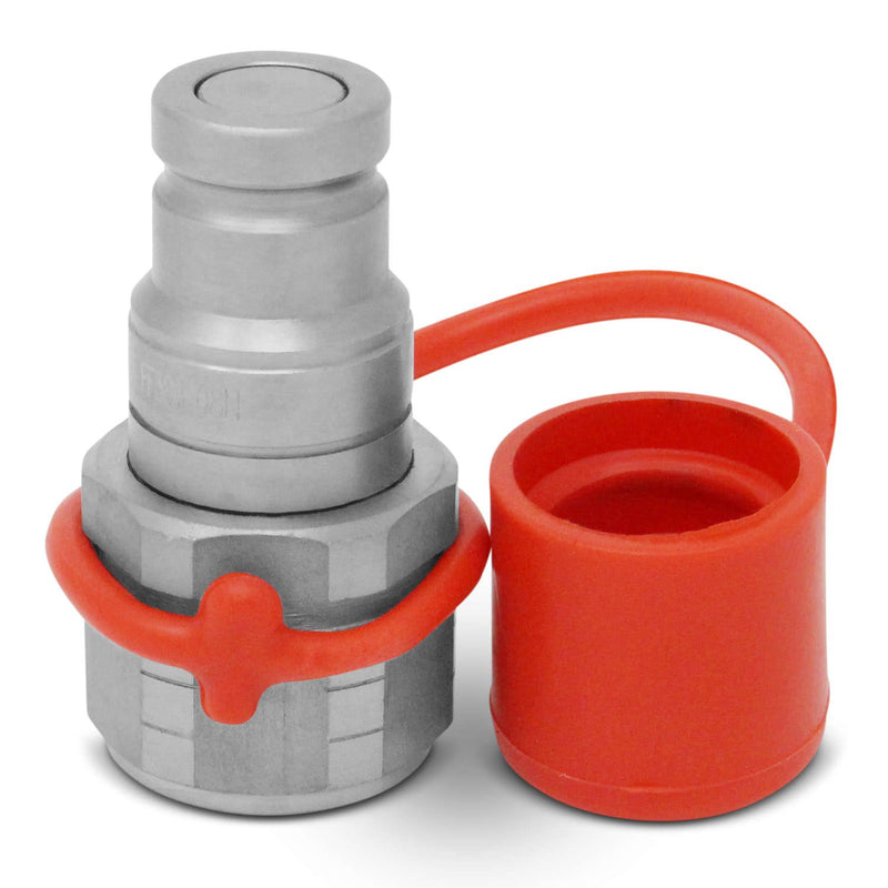 [Australia - AusPower] - 3/8" Flat Face Hydraulic Quick Connect Coupler Set w/Dust Caps, 3/8" NPT Thread 
