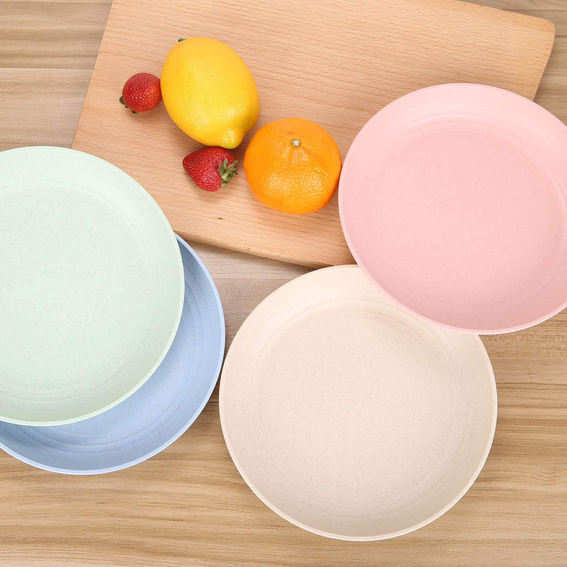 [Australia - AusPower] - 7.8 Inches Unbreakable Wheat Straw Plates - Reusable Plate Set - Dishwasher & Microwave Safe - Perfect for Dinner Dishes - Healthy, BPA Free & Eco-Friendly (7.8 Inches) Medium - 7.8 Inches 