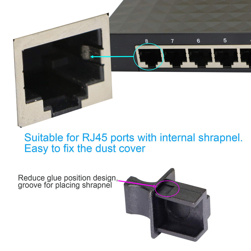 [Australia - AusPower] - 50PCS RJ45 Anti Dust Cover Cap Protector Protects Ethernet Hub Port by FENGQLONG (Black-Large) 