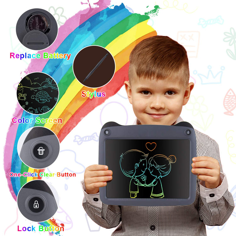 [Australia - AusPower] - BUODREPE LCD Writing Tablet，9 Inches Colorful Toddler Drawing Tablet，Erasable and Reusable Electronic Doodle Board Drawing Pad，Educational Toys Gifts for 3 4 5 6 7 Years Old Boys and Girls (Gray) 