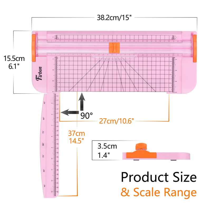 [Australia - AusPower] - Firbon A4 Paper Cutter 12 Inch Titanium Straight Paper Trimmer with Side Ruler for Scrapbooking Craft, Paper, Coupon, Label, Cardstock(Pink) Pink 