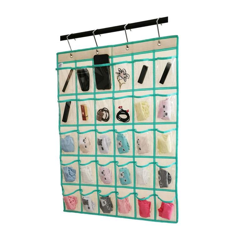 [Australia - AusPower] - ANIZER Classroom Pocket Chart for Phone Calculator Holder Over The Door Hanging Closet Jewelry Organizer with 30 Clear Pockets (Beige) Beige 