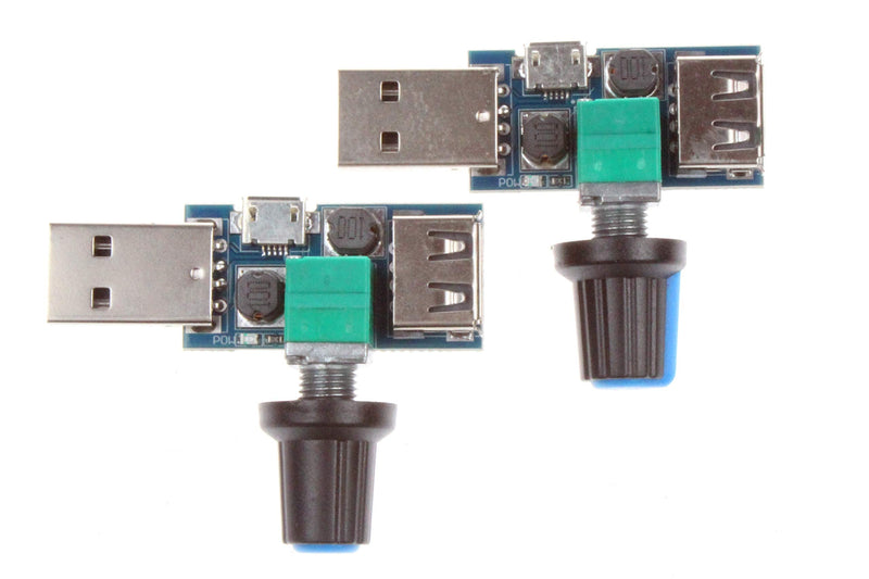 [Australia - AusPower] - NOYITO 5V USB Fan Stepless Speed Controller Regulator with Switch Speed Module DC 4-12V to 2.5-8V 5W （Pack of 2） 