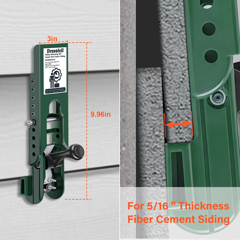[Australia - AusPower] - Drusolell Siding Installation Tools Compatible with 5/16- Inch Fiber Cement Siding, Siding Mounting Kit with Adjustable Reveals, Lap Siding Gauge Made of Polycarbonate Body, Green 5/16-Inch 