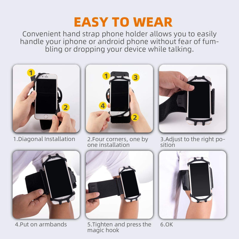 [Australia - AusPower] - HLOMOM Wristband Phone Holder for iPhone 12/12 Pro Max/11/X/8 Plus/8/7/6 Plus, 360°Rotatable with Key Holder, Sports Wristband for Androids, Samsung Galaxy, All 4''-6.5''Phones (Black ) S-M (Arm circumference : 14-28cm) 