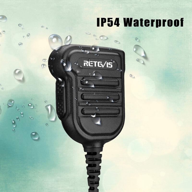[Australia - AusPower] - Retevis Walkie Talkies Speaker Microphone,2 pin IP54 Waterproof Shoulder Speaker Mic for Retevis RT3S RT50 RT81 RT86 RB20 RT22 RT21 RT19 H-777 RT68 Two Way Radios(1 Pack) 
